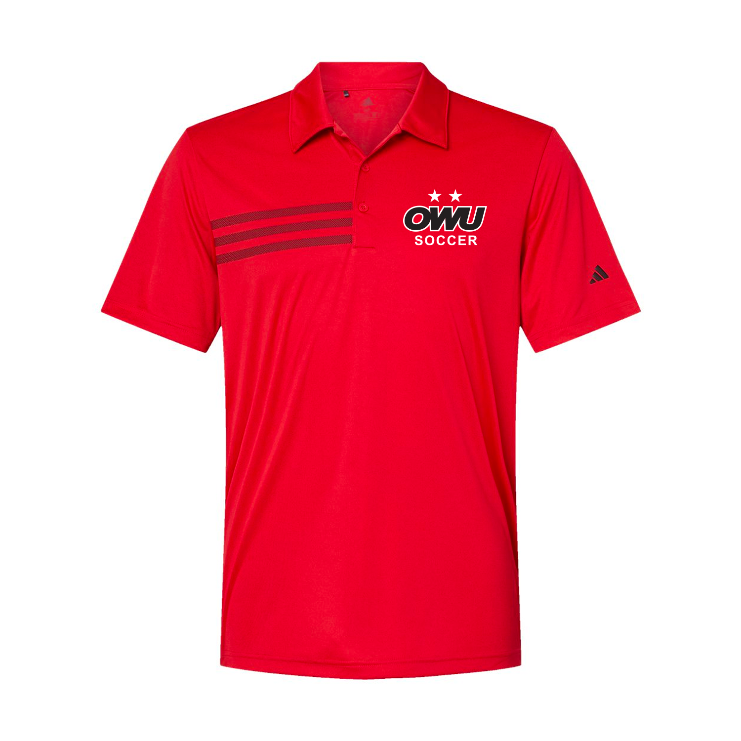 Adidas OWU Red Polo 3 Stripes Ryan Apparel Merch