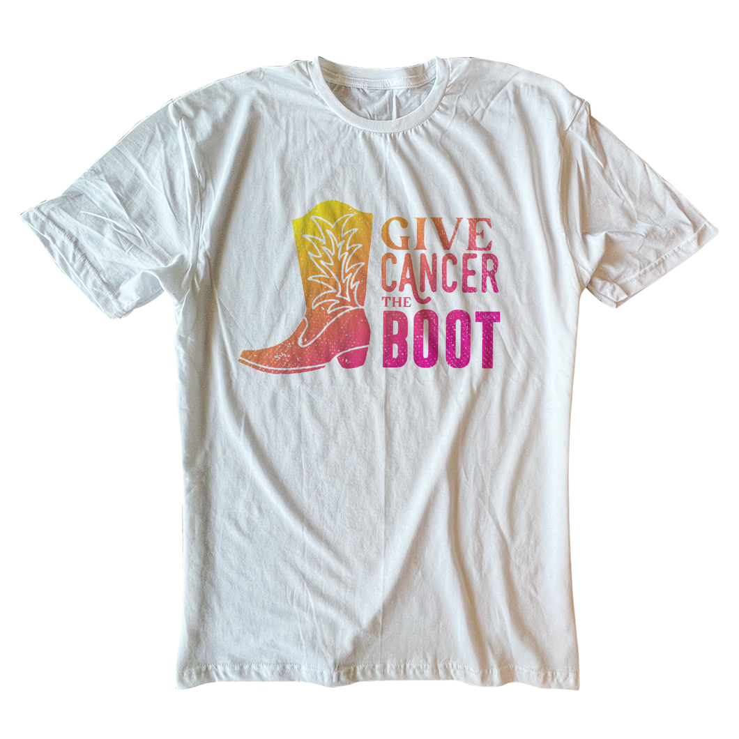Give Cancer The Boot - White Tee