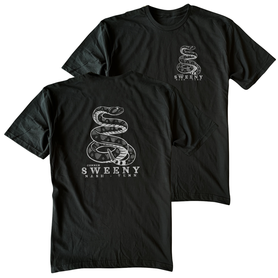 Conner Sweeny - White Snake - Black Tee