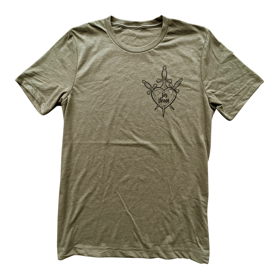 Jay Bragg - Heart And Dagger - Olive Tee