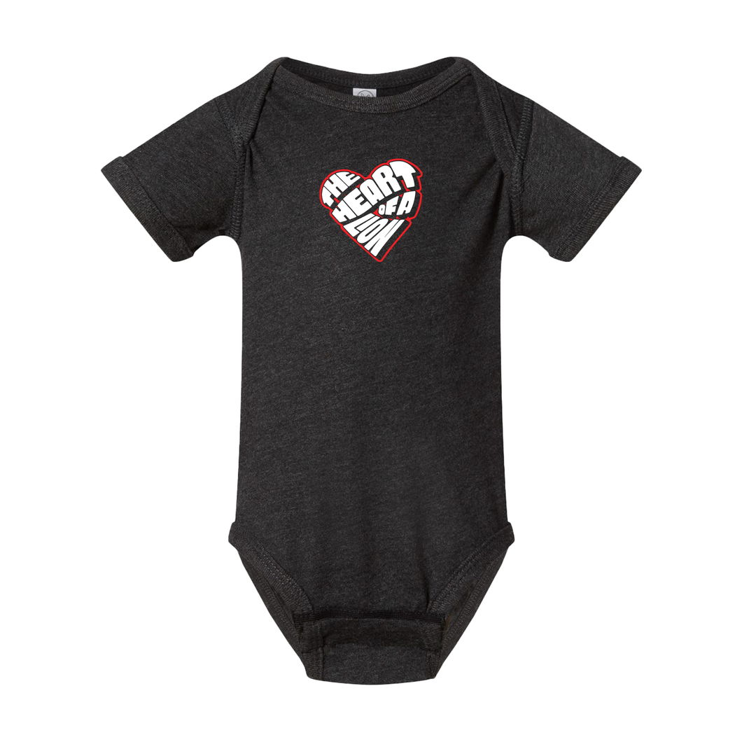 INFANT - The Heart Of A Lion - Lion Heart - Black Heather Onesie