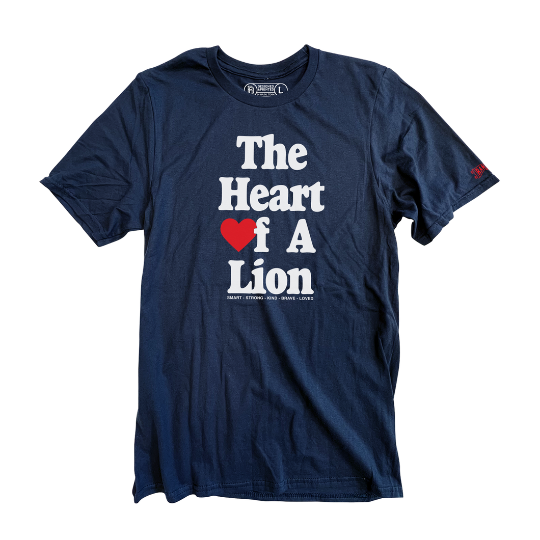 The Heart Of A Lion - Words On A Shirt - Navy Tee