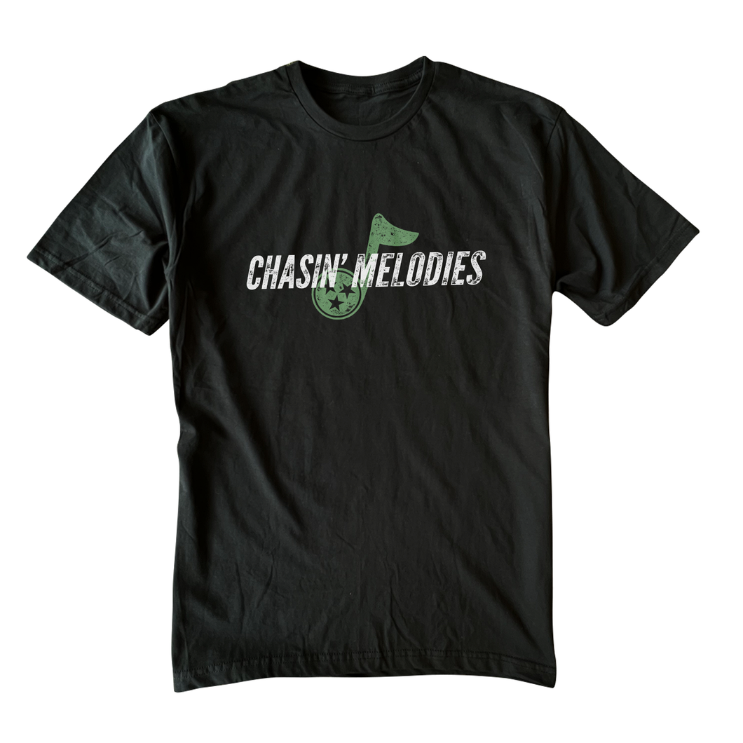 Chasin' Melodies - Green Note - Black Tee