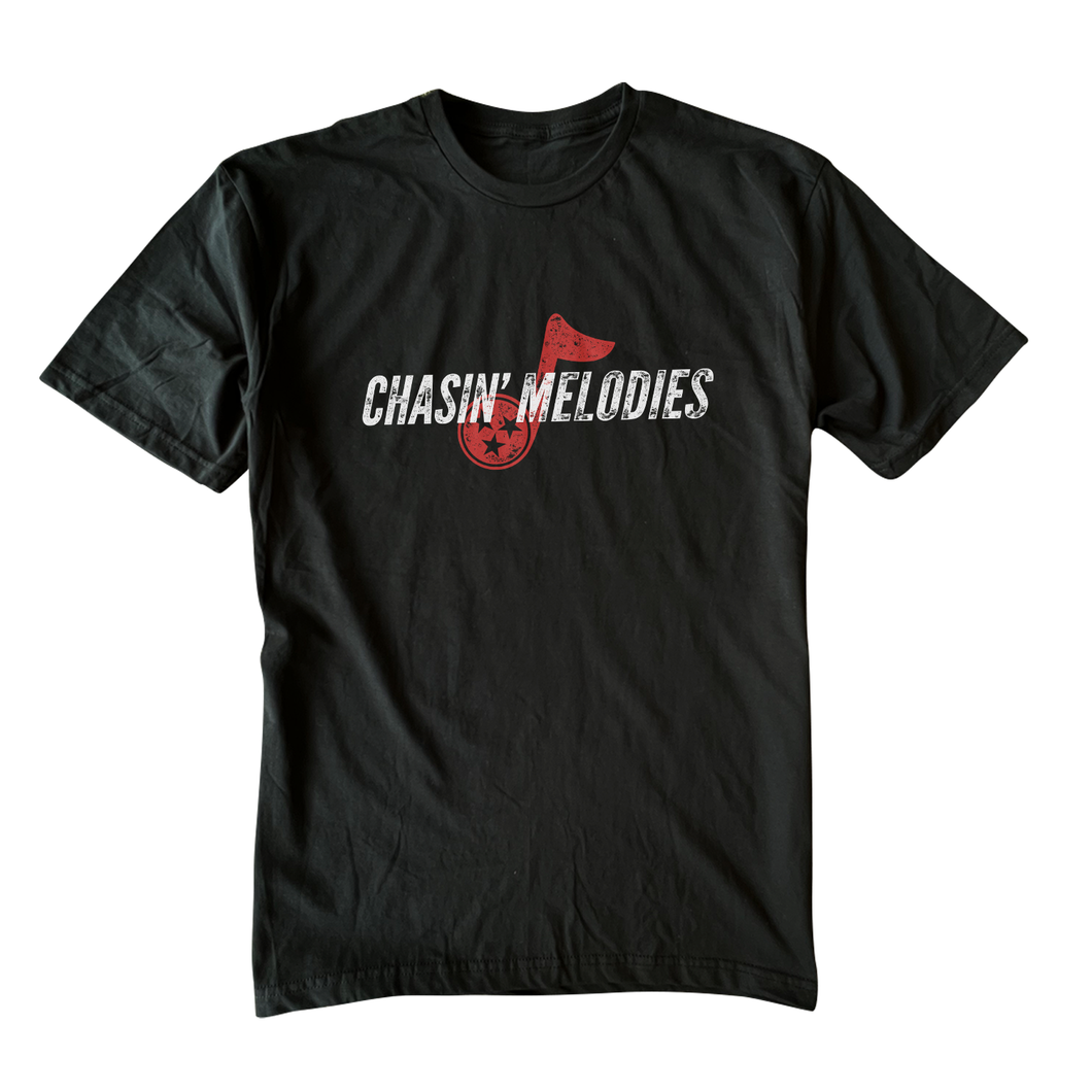 Chasin' Melodies - Red Note - Black Tee