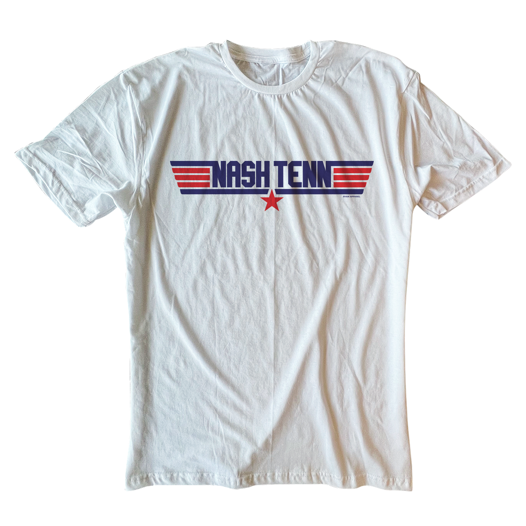 Nashville t-shirt. Nash Tenn trendy white tee. Top Gun movie.