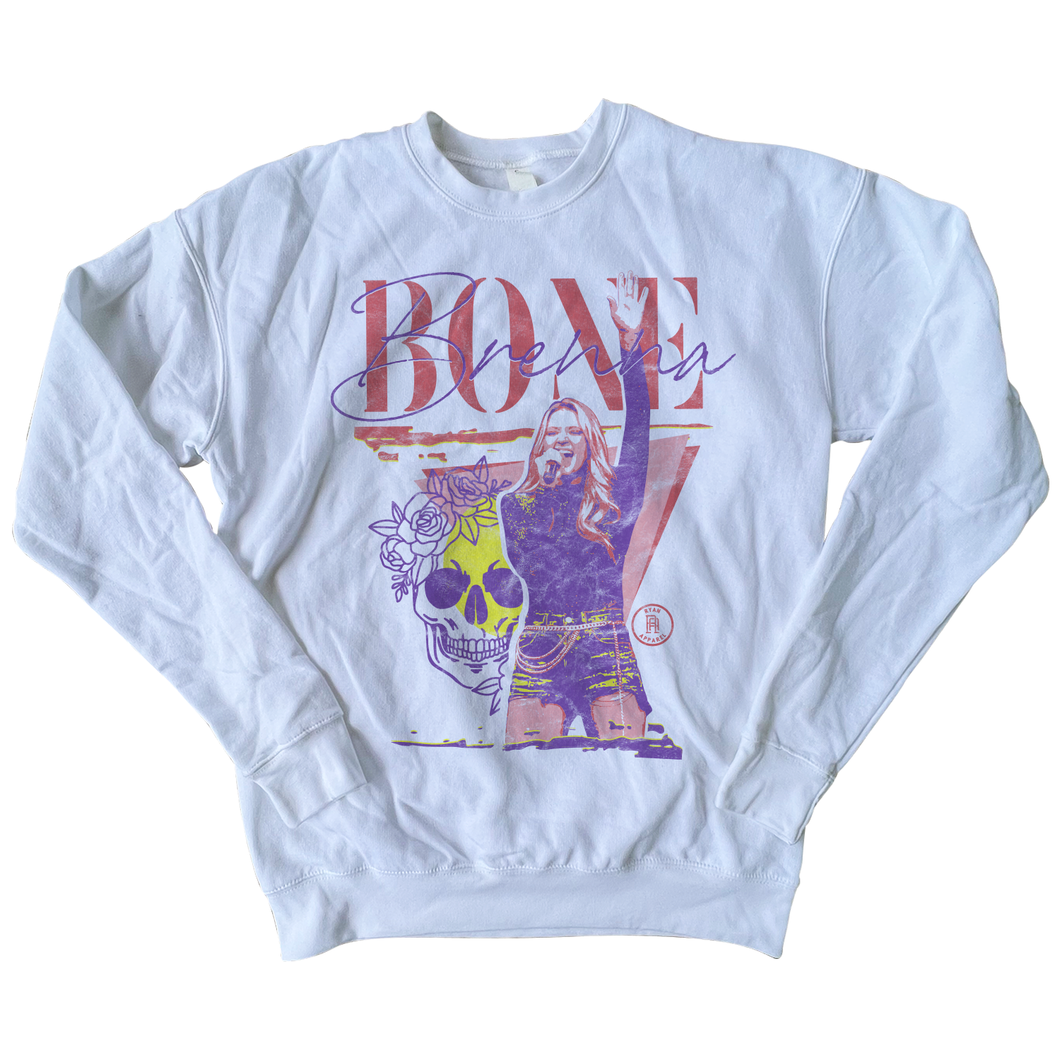 Brenna Bone - Concert Face Tee - White Sweatshirt